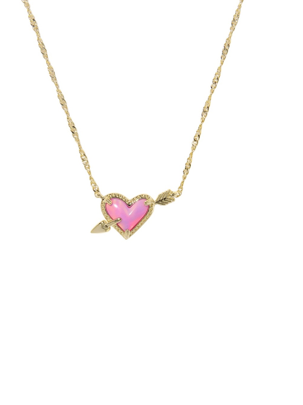 Kendra Scott Gold Tone Pink Heart Arrow Necklace